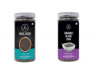 Naturevibe Botanicals Basil Seeds(250g) & Black Chia Seeds(300g)