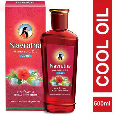 Navratna Ayurvedic Cool Oil Power of 9 Ayurvedic Herbs Relieves Headache, Fatigue, Sleeplessness and Tension, 500ml