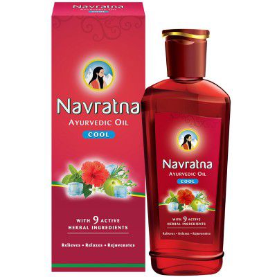 Navratna Ayurvedic Cool Oil |Power of 9 Ayurvedic Herbs |Relieves Headache, Fatigue, Sleeplessness and Tension, 600ml