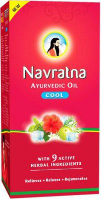 Navratna Ayurvedic Cool Oil|With 9 Ayurvedic Herbs |Relieves Headache, Fatigue Hair Oil (600 ml)