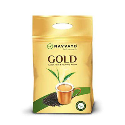 Navvayd Gold Chai (500 Gm) | Premium blend of Assam CTC and Darjeeling Leaves | Strong Robust Flavour| 100% Natural | Sugar Free, Vegan, Low Caffeine