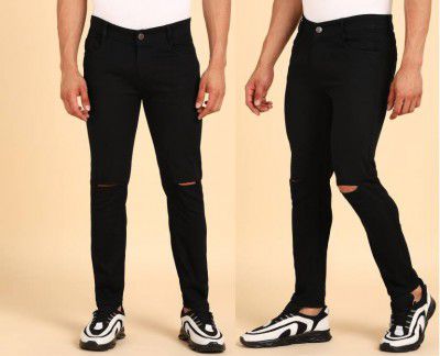 Nayak Fashion Men Slim Mid-Rise Black Jeans (Pack of 2)