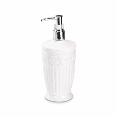 Nayasa Bianca Soap Dispenser Set of 2, Classy Embossed Floral Design Liquid Soap Dispenser with Pump, Can Be Used for Handwash, Lotion, Sanitizer, Shampoo, for Home & Kitchen, White