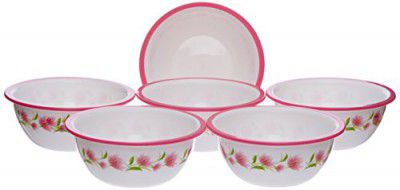 Nayasa Plastic Microwave Round Bowl Dlx Set, 6-Pieces, Pink, 200 milliliter