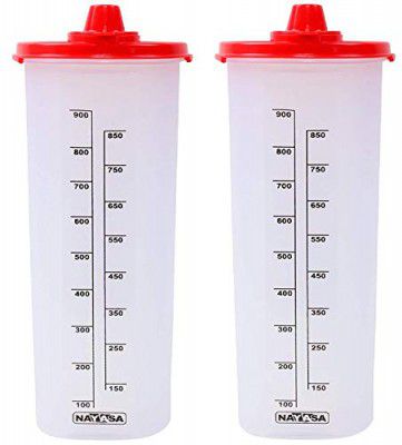 Nayasa Plastic Oil Dispenser 1000 ml Set of 2 Red