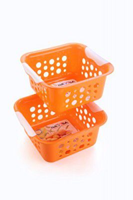 Nayasa Plastic Spotty No. 1 Fruit Basket (Small, Orange)