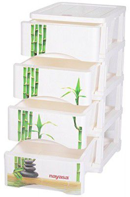 Nayasa Tuckins Deluxe No. 24 | Multi-Compartment Plastic Drawers | Storage Organizer | Multipurpose Plastic Modular Storage Organizer Box | 39.3 X 29.6 X 61.4 cm | White & Green