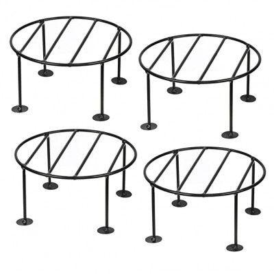 NAYRA N.A Supplier Iron Indoor/Outdoor Flowerpot/Plant Stand for Home Garden Balcony, Living Room Décor (Black, Pack of 4)