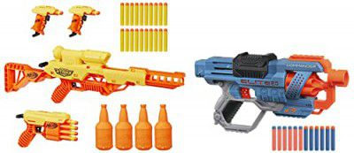 Nerf Alpha Strike Battalion Set - Includes 4 Blasters- for Kids, Teens, Adults, Multicolor & Elite 2.0 Commander Rd-6 Blaster, 12 Darts, 6-Dart Rotating Drum, Tactical Rails,Plastic,Multicolor