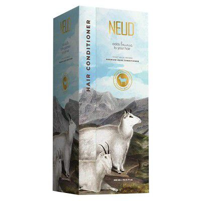 NEUD Goat Milk Premium Hair Conditioner for Men & Women with Free Water-Resistant Multi-Purpose Zipper Pouch White 300 ml