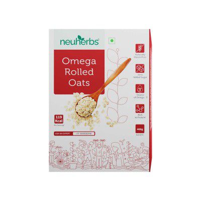 Neuherbs Omega Rolled Oats 400g - Protein Oats | Cereal for Breakfast