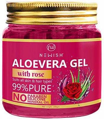 Newish 99% Pure Aloe Vera Gel Rose for Face & Skin Care - 200 GM