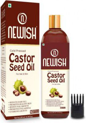 NEWISH Naturals Cold-Pressed 100% Pure Castor Oil Eyebrows, Hair Skin Oil (200 ml) Hair Oil - Price in India, Buy NEWISH Naturals Cold-Pressed 100% Pure Castor Oil Eyebrows