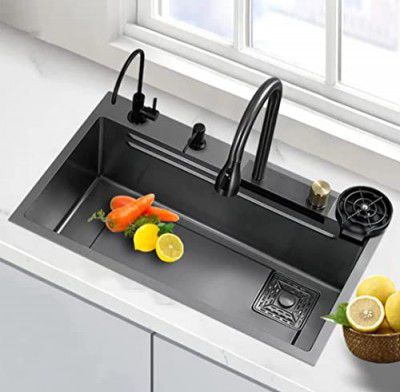 NextGen 18x30 nano black Multifunction sink, waterfall sink,SS 304 all in one kitchen sink, digital sink