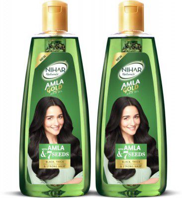 Nihar Naturals Amla Gold Hair Oil, Amla & 7 Seeds, 560 ml (Pack of 2) Hair Oil  (560 ml)