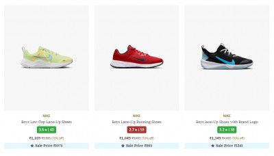 Nike Clothing & Footwear at FLAT 70% OFF