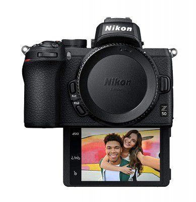 Nikon Z50 Compact Mirrorless Digital Camera with Flip Under Selfie/Vlogger LCD Body