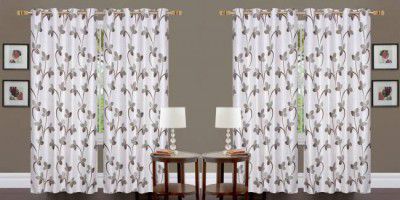 Nikunj Fabs 274.32 cm (9 ft) Polyester Semi Transparent Long Door Curtain (Pack Of 4)  (Floral, Coffee)