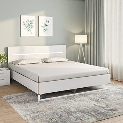 Nilkamal Capsule Meta Without Storage | Lighted Headboard | Engineered Wood Queen Bed (White)