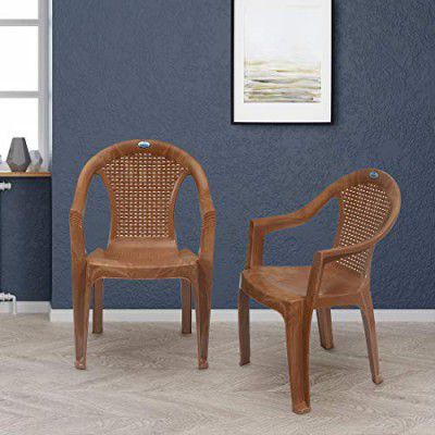 Nilkamal CHR2051 Plastic Mid Back with Arm Chair | Set of 2 | Pear Brown