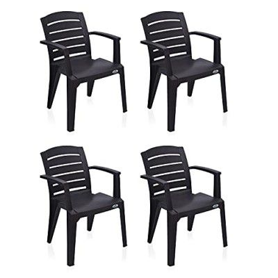 Nilkamal CHR2135 Plastic Mid Back with Arm Chair Set of 4