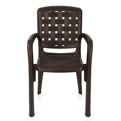 Nilkamal CHR2146 Plastic Mid Back with Arm Chair | Chairs for Home| Office - Outdoor - Garden | Dust Free |100% Polypropylene Stackable Chairs | Set of 2 | Weathered Brown