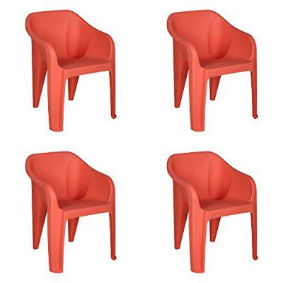 Nilkamal EEEZYCHR Plastic Mid Back with Arm Chair | Set of 4