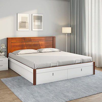 Nilkamal Electra Premier with Storage Engineered Wood Queen Hydraulic Bed (White)