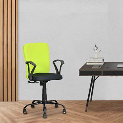 Nilkamal Lusaka Upholstered Mid Back Ergonomic Office Chair with Adjustable Height and Pushback Mechanism (Green)