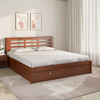 Nilkamal Maple Premier with Storage | 1 Year Warranty Engineered Wood Queen Hydraulic Bed (Finish Color - Walnut, Delivery Condition - Knock Down)