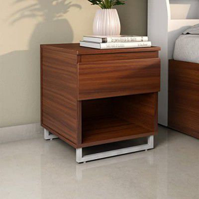 Nilkamal Meta Engineered Wood Nightstand with 1 Drawer and 1 Shelves | Bedside Table | Side Table (Classic Walnut)