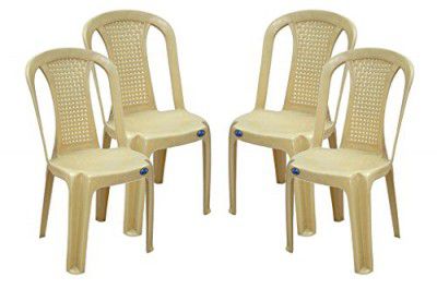 Nilkamal Plastic Armless Chair(Beige, 39x47x89cm) - Set of 4