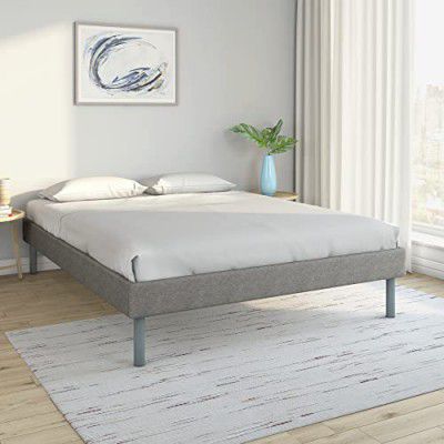 Nilkamal SLEEP Velvette Queen Size Bed Without Storage, Ultra-Lightweight Structure | Elegant Modern Design | Velvette Upholstered Corners (78 X 60, Grey) | Engineered_Wood