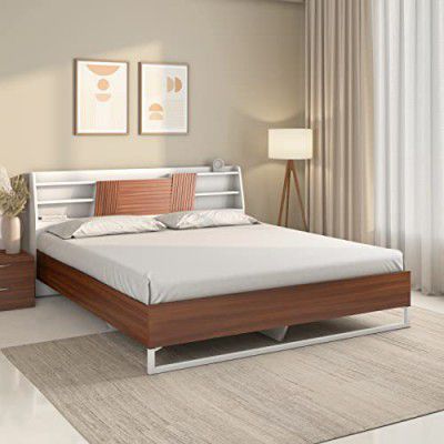 Nilkamal Slew Meta Without Storage | Headboard Storage | 1 Year Warranty Engineered Wood King Bed (Finish Color - Walnut, Delivery Condition - Knock Down)