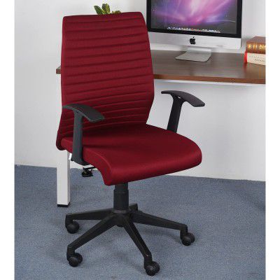 Nilkamal Thames Neo Mid Back Fabric Chair with PU Foam Upholstered and Pushback Mechanism (Maroon)