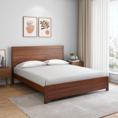 Nilkamal Timberland Without Storage Solid Wood King Bed in Dark Walnut Finish