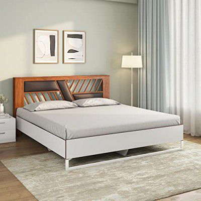 Nilkamal Zion Meta Without Storage | 1 Year Warranty Engineered Wood Queen Bed (Finish Color - White, Delivery Condition - Knock Down)