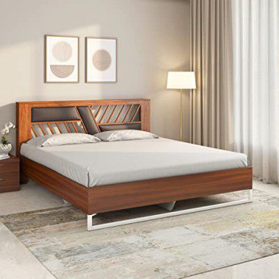 Nilkamal Zion Meta Without Storage | 1 Year Warranty Engineered Wood Queen Bed (Finish Color - Walnut, Delivery Condition - Knock Down)