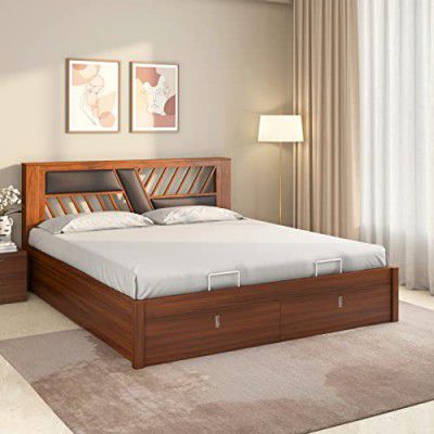 Nilkamal Zion Premier with Storage | 1 Year Warranty Engineered Wood Queen Hydraulic Bed (Finish Color - Walnut, Delivery Condition - Knock Down)