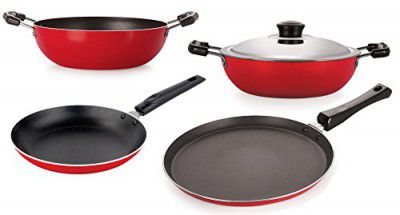 Nirlon 3 Layer Non-Stick Coated Dishwasher Safe Cookware Essential Combo Gift Set Offer, Multipurpose Cookware Essential