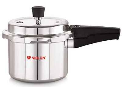 NIRLON ECO Outer Lid Gas Compatible Pressure Cooker with Metallic Safety Plug, 3 Litres