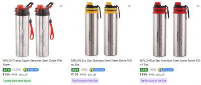 NIRLON Stainless Steel water Bottel Pack Of 2 @ ₹199