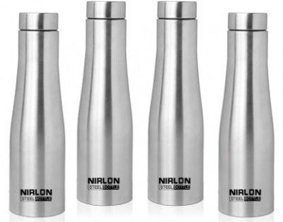 NIRLON TallBell Single Wall Water 1000 ml Bottle (Pack of 4, Silver, Steel)