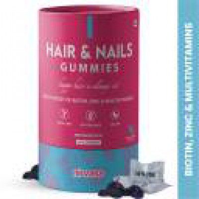 Nirvasa Hair & Nail Gummies with Biotin | Sugar-Free Biotin Gummies for Hair & Skin  (60 Tablets)