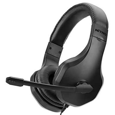 Nitho NX120 Gaming Headset with Microphone for PC, PS4, PS5, Switch, Xbox One, Xbox Series X/S, Over-Ear wired Headphone with 40mm Driver and 3.5mm Audio Jack - Black