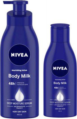 NIVEA Body Milk Nourishing Body Lotion 400ml & 120 ml - Pack of 2 (520 ml)