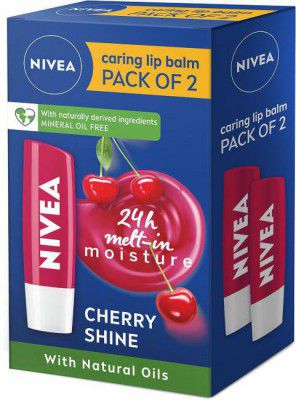 NIVEA Cherry Fruity Shine Lip Balm Cherry (Pack of: 2, 9.6 g)