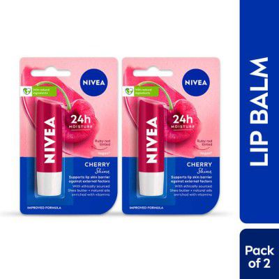 NIVEA Cherry Fruity Shine Lip Balm Cherry  (Pack of: 2, 9.6 g)