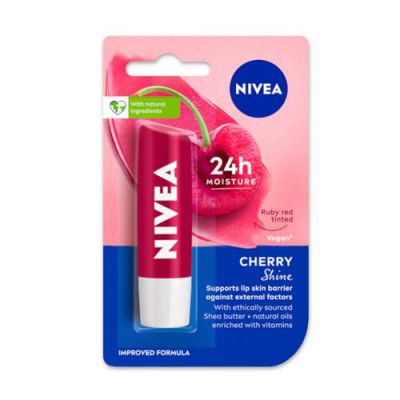 NIVEA Cherry Shine 4.8g Lip Balm | Natural Oils|Glossy Finish,4.8 g (Pack of 1)