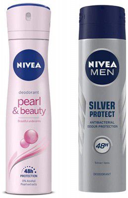 NIVEA Deodorant, Pearl & Beauty, Women, 150ml And NIVEA Men Deodorant -150ml